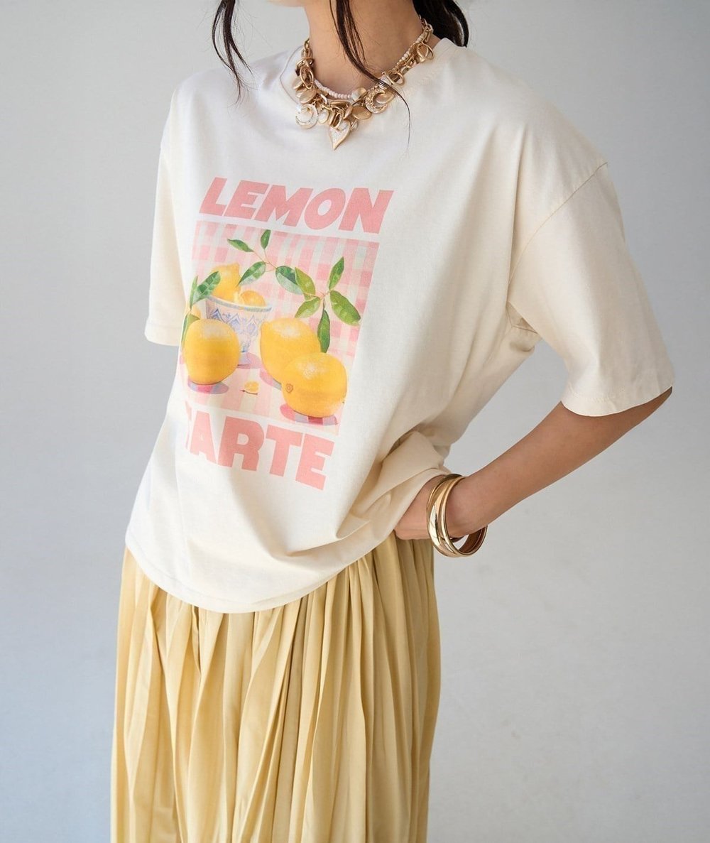 Lemon Baskılı Oversize Tişört – Ekru