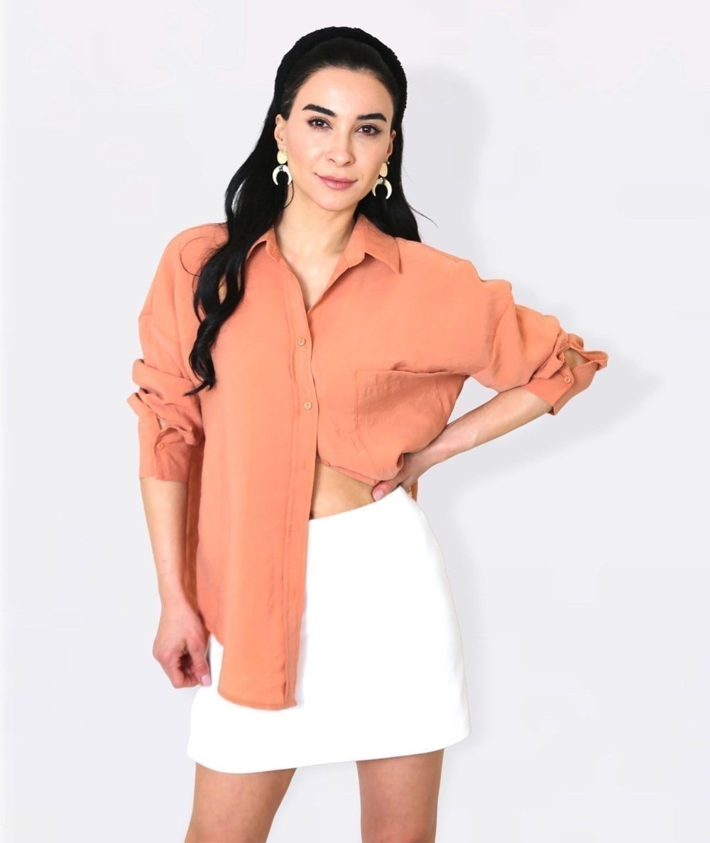 Oversize Soft Turuncu Tonlu Gömlek