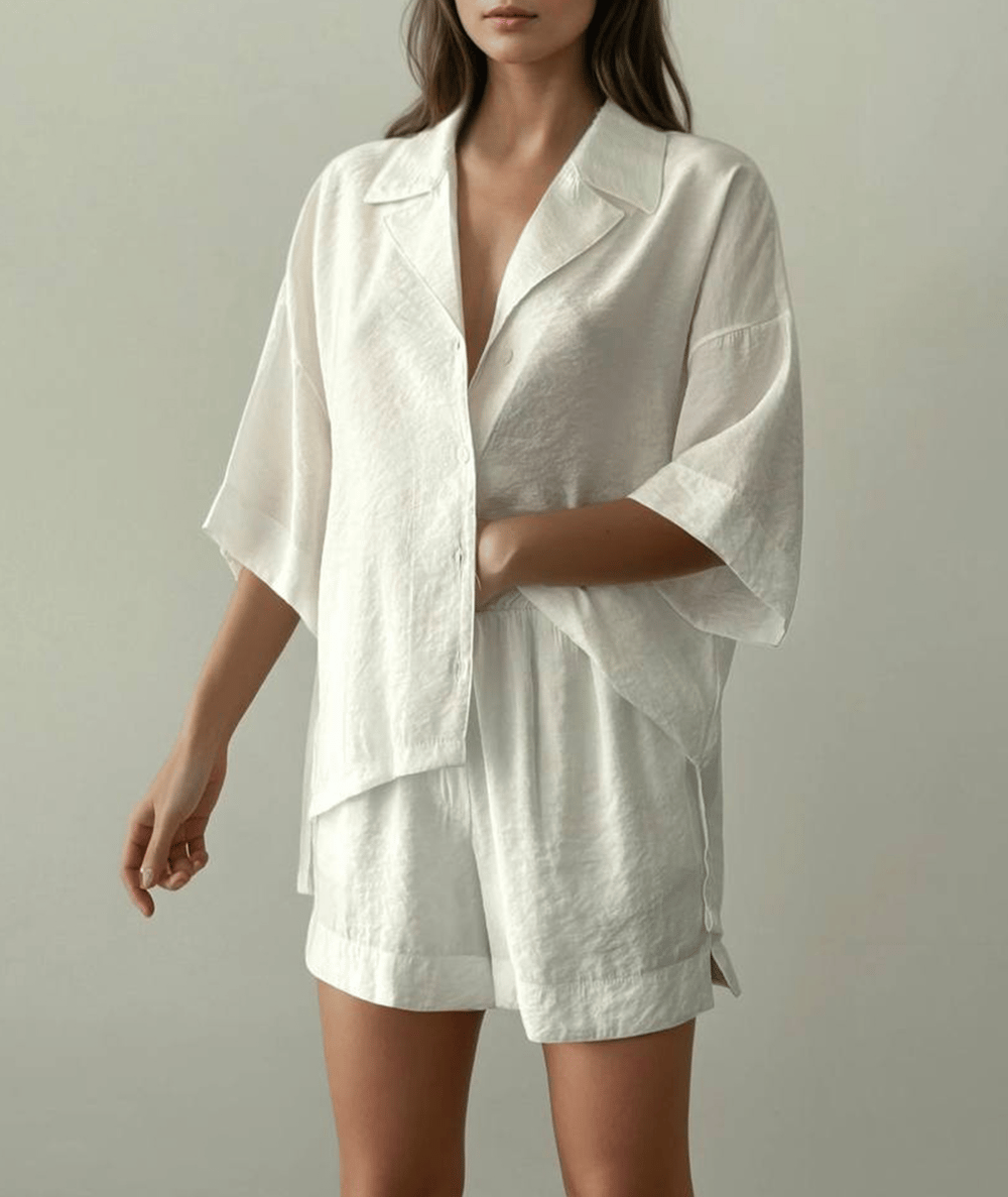 Beyaz Şort-Gömlek Takım