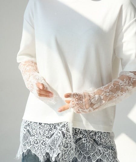 Dantelli Basic T-Shirt Renk - Açık ekru