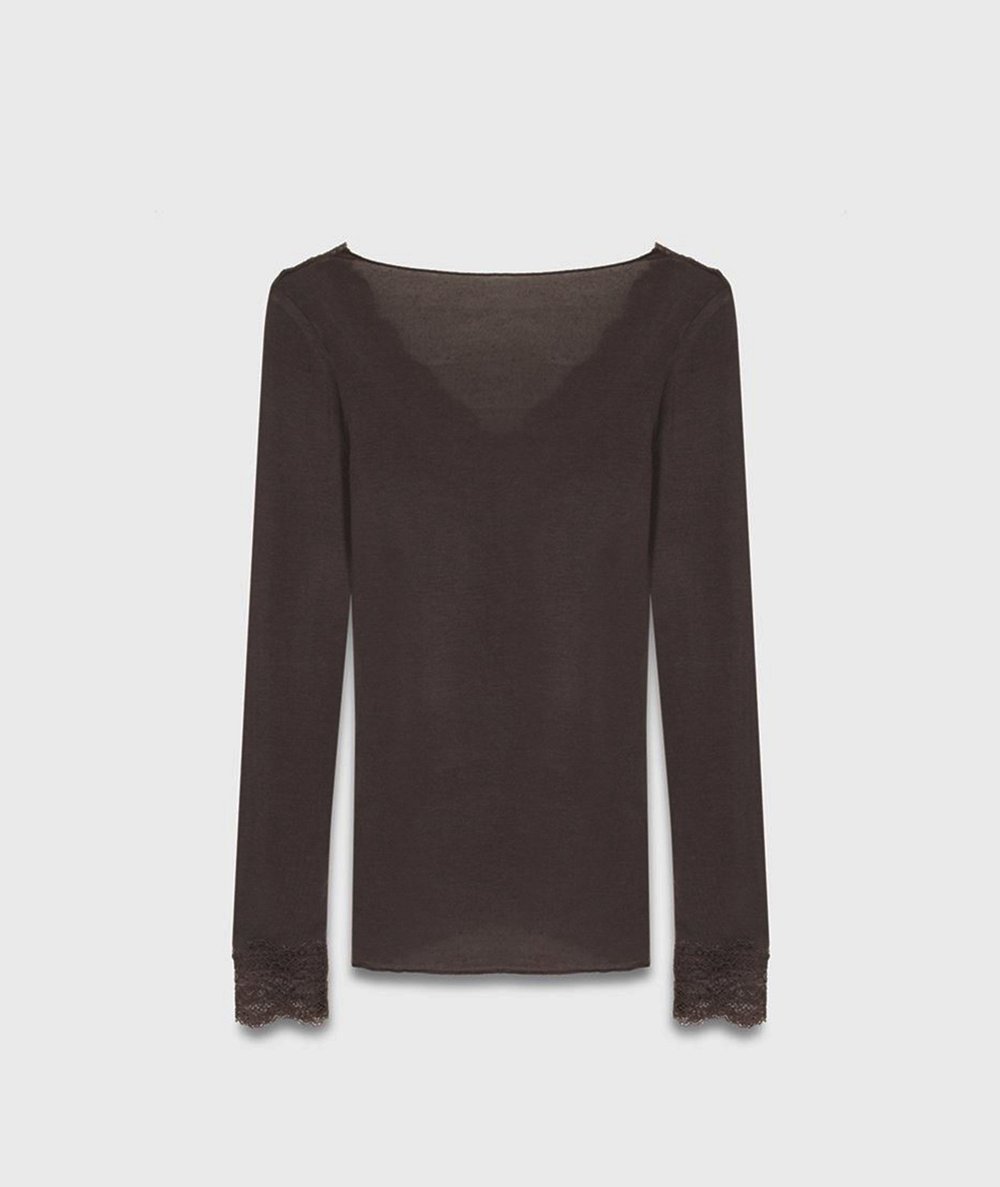 Dantelli Kaşmir Bluz – Kahve