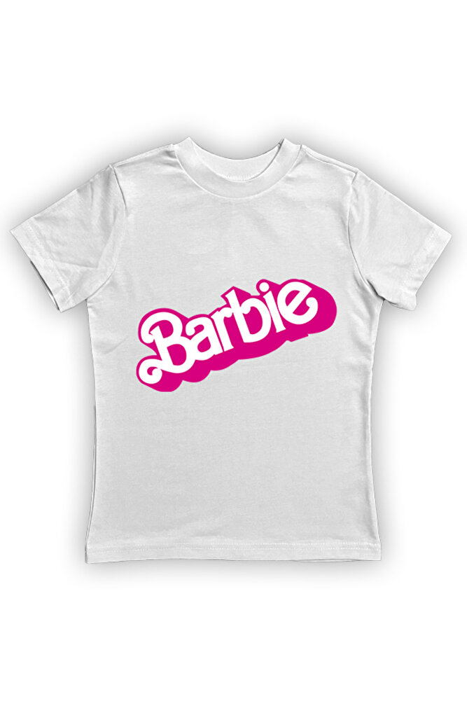 Barbie baskılı pamuklu penye kumaş yazlık çocuk tişört
