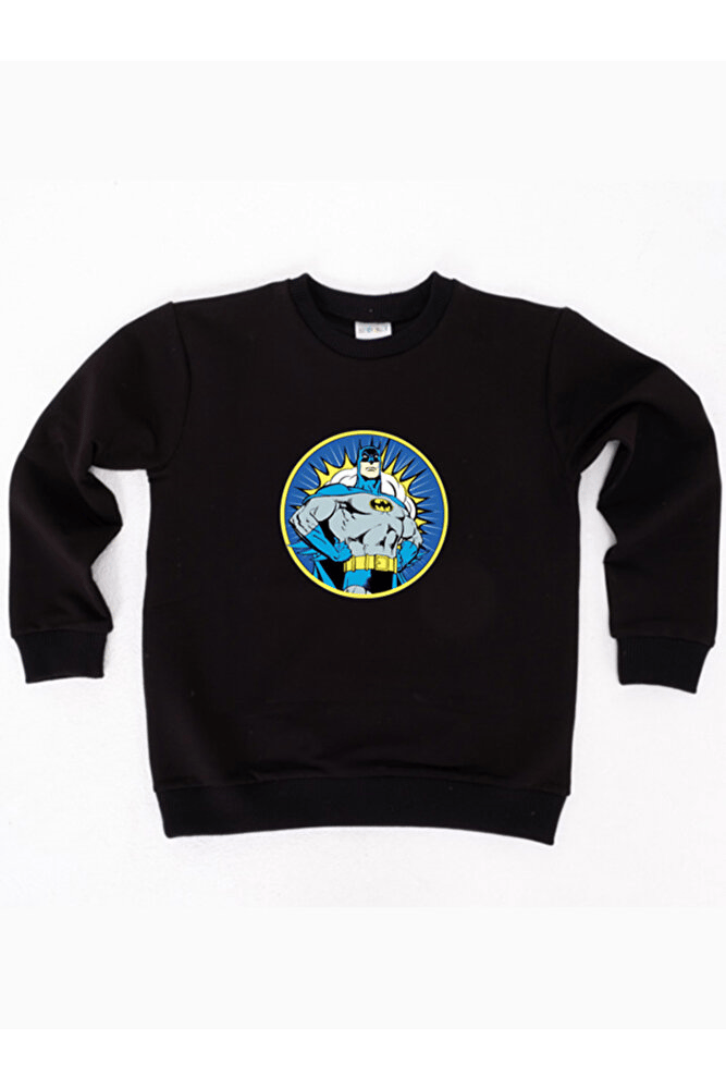 Batman baskılı pamuklu kumaş çocuk sweatshirt