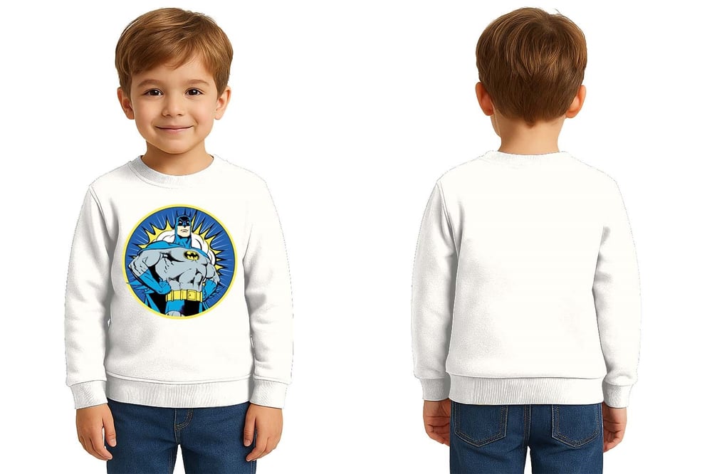 Batman baskılı pamuklu kumaş çocuk sweatshirt