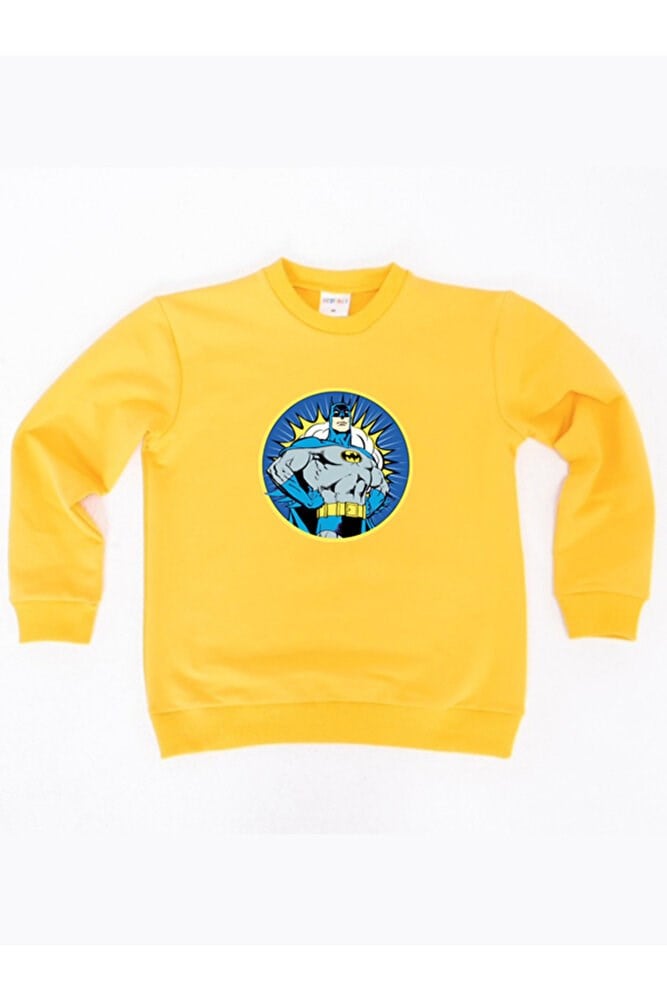 Batman baskılı pamuklu kumaş çocuk sweatshirt