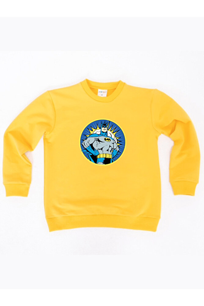 Batman baskılı pamuklu kumaş çocuk sweatshirt