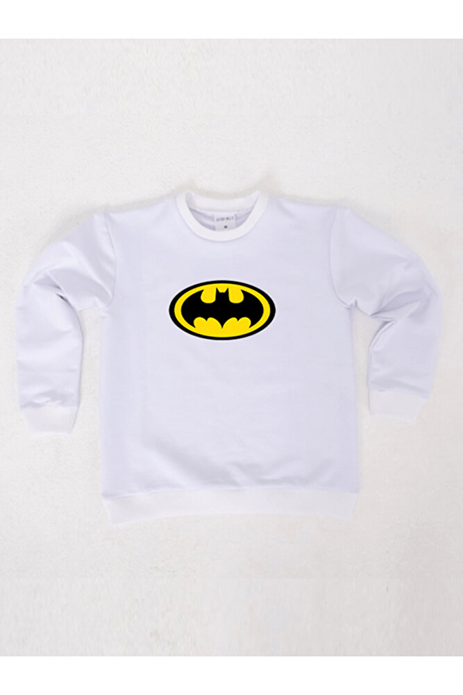Batman baskılı pamuklu kumaş çocuk sweatshirt