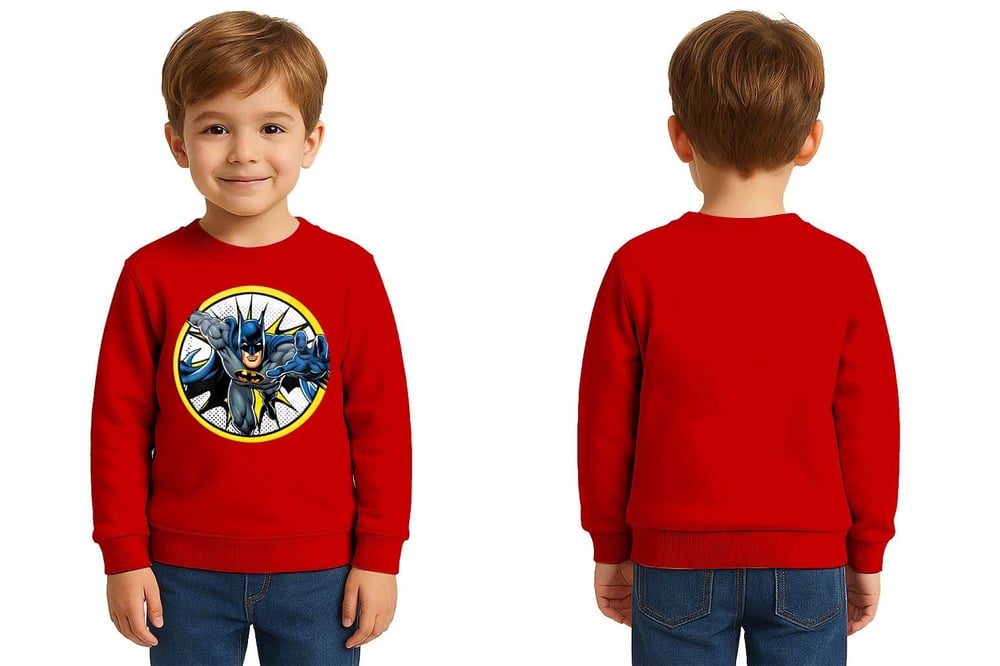 batman baskılı pamuklu kumaş çocuk sweatshirt