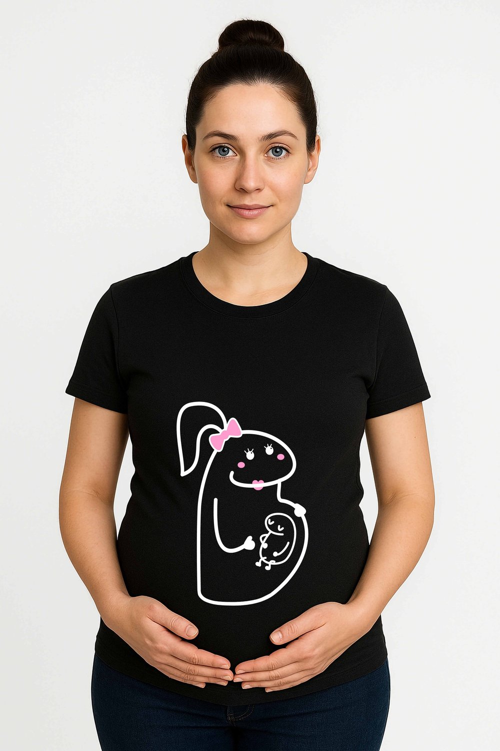 hamile Baskılı kadın tshirt pamuklu penye kumaş
