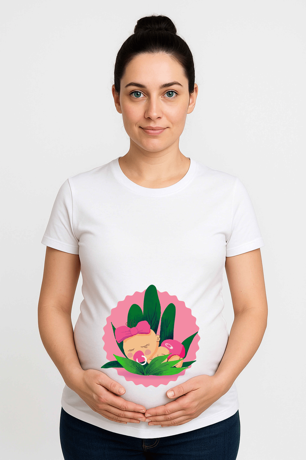 hamile Baskılı kadın tshirt pamuklu penye kumaş