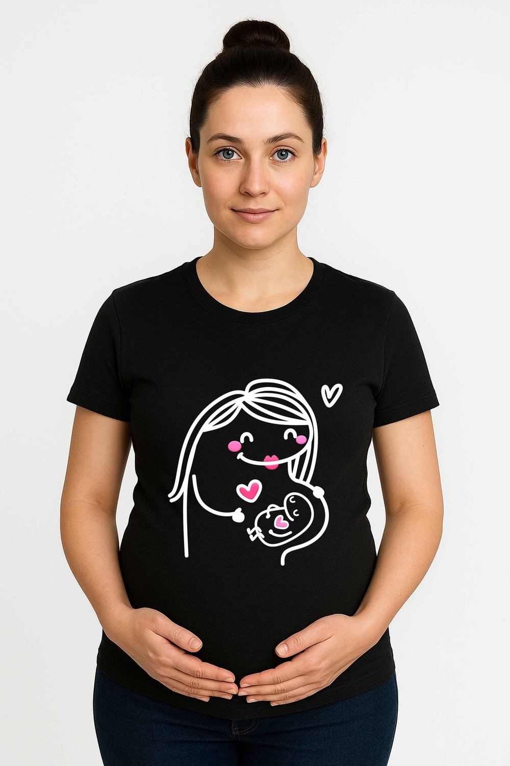 hamile Baskılı kadın tshirt pamuklu penye kumaş