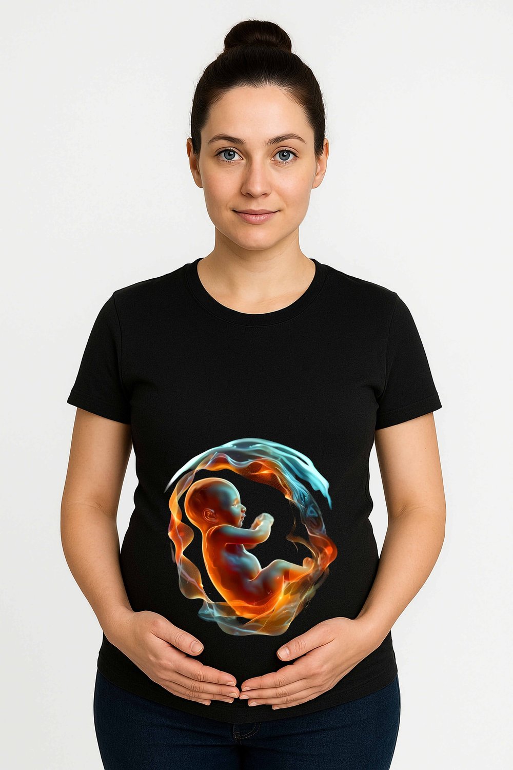hamile Baskılı kadın tshirt pamuklu penye kumaş