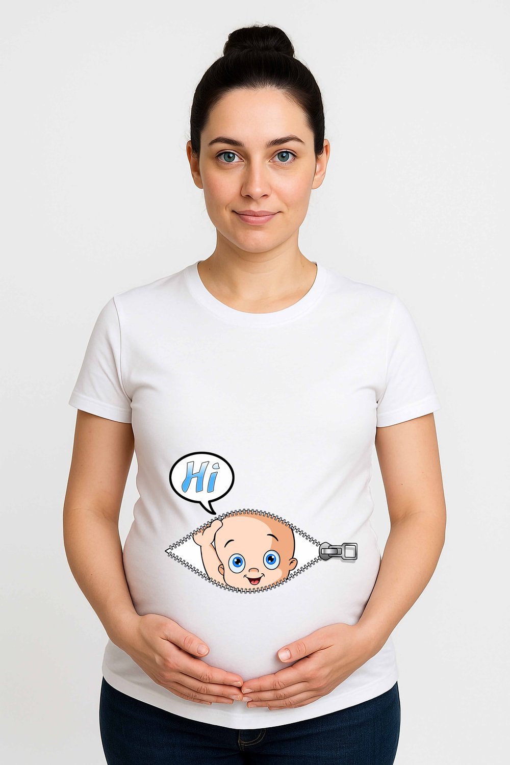 hamile Baskılı kadın tshirt pamuklu penye kumaş