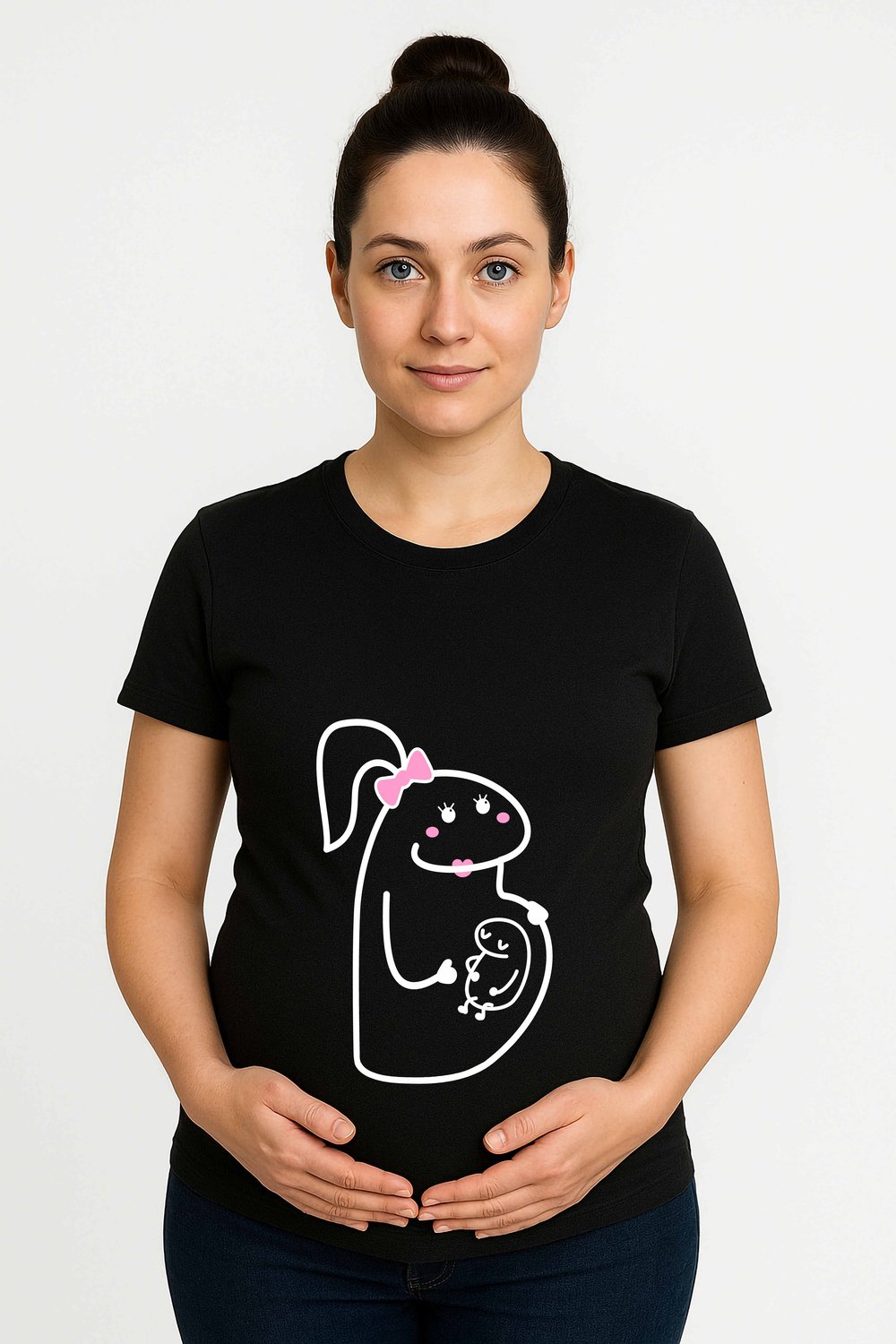 hamile Baskılı kadın tshirt pamuklu penye kumaş