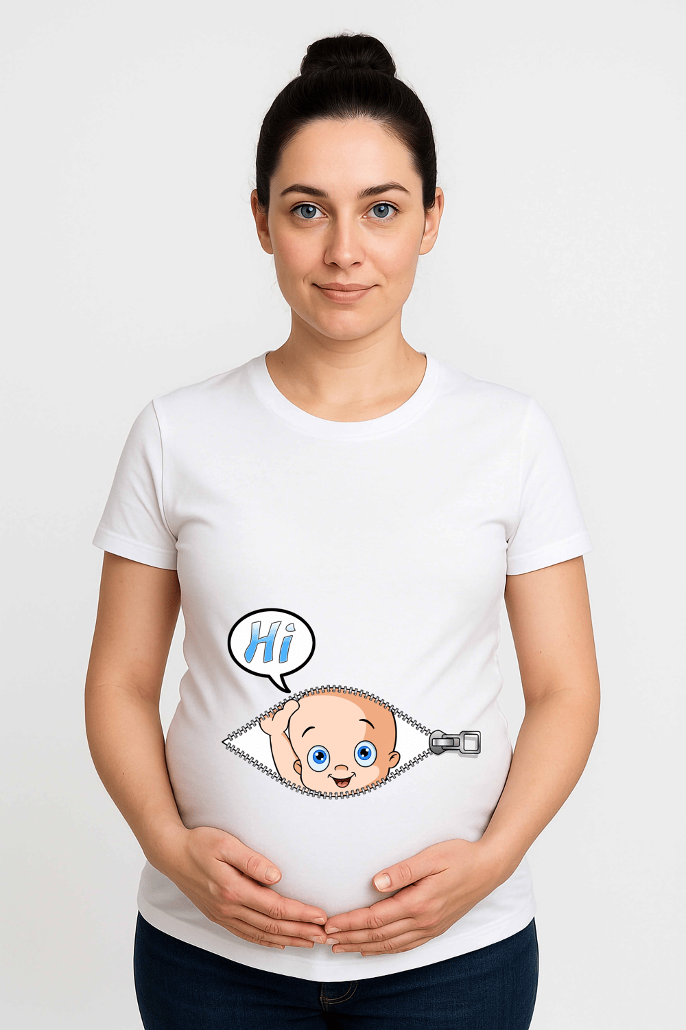 hamile Baskılı kadın tshirt pamuklu penye kumaş