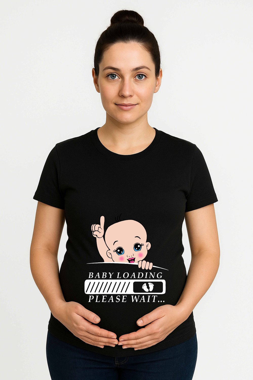hamile Baskılı kadın tshirt pamuklu penye kumaş
