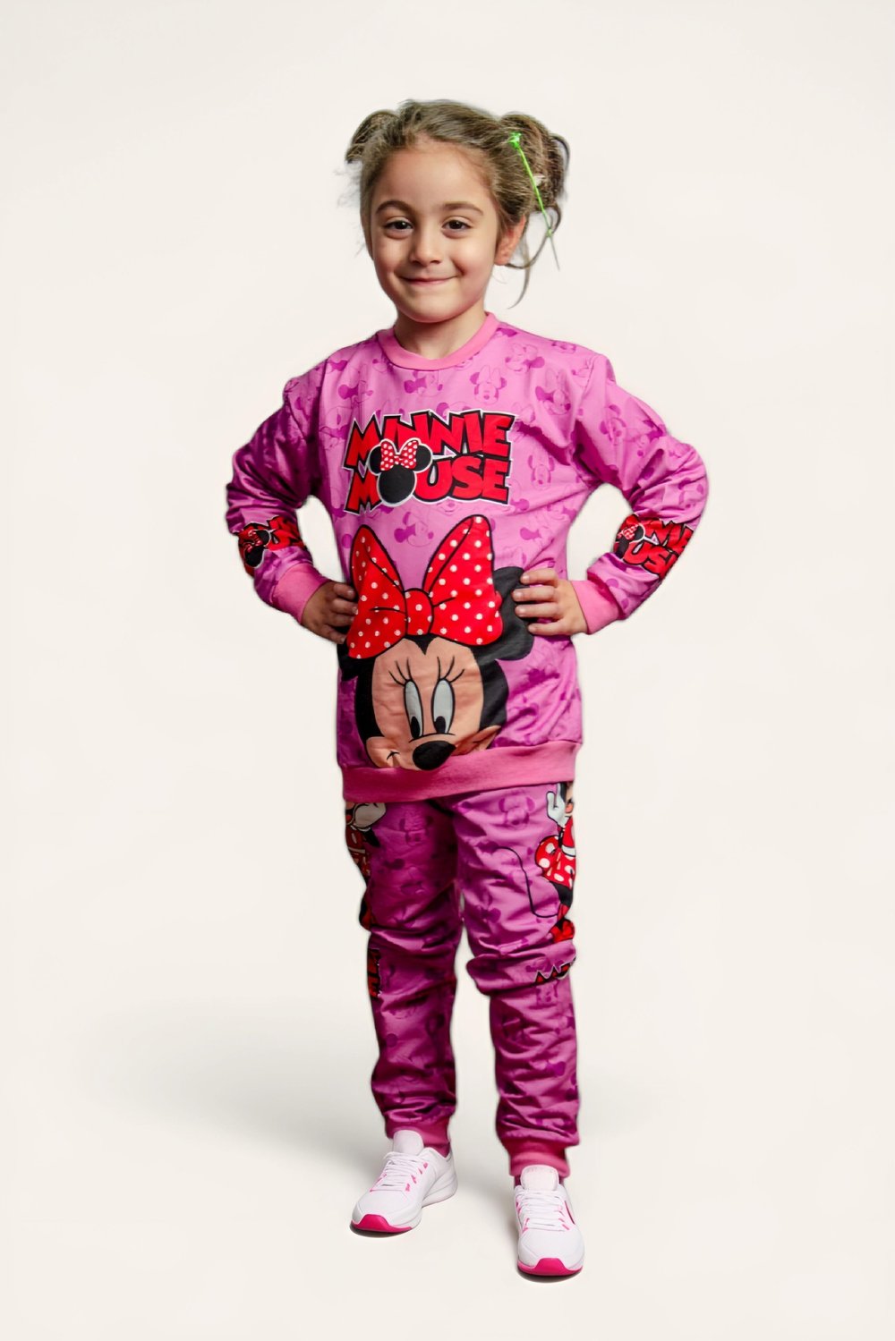 Minnie Mouse Kız çocuk spor eşofman takımı pamuklu kumaş şardonlu