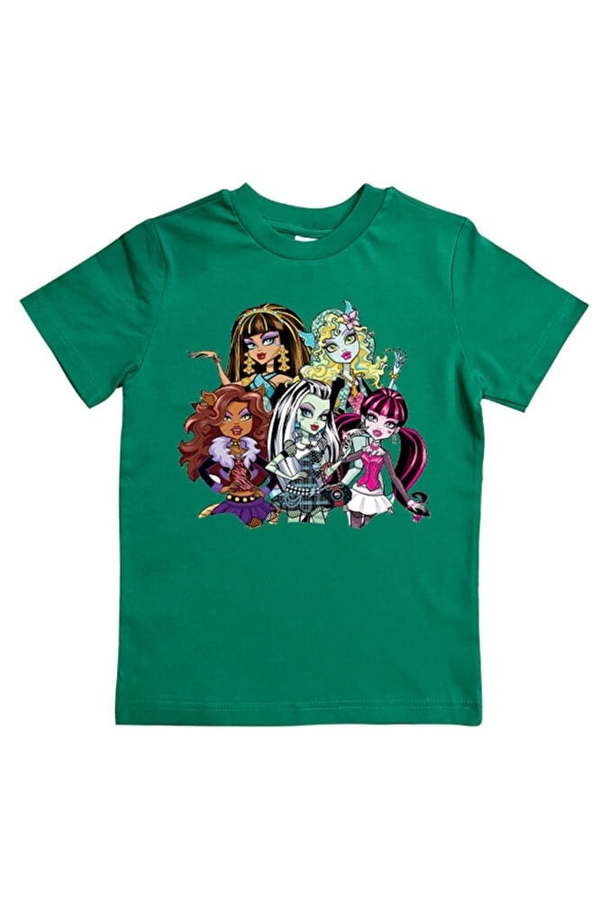 MONSTER HIGH baskılı pamuklu penye kumaş yazlık çocuk tişört