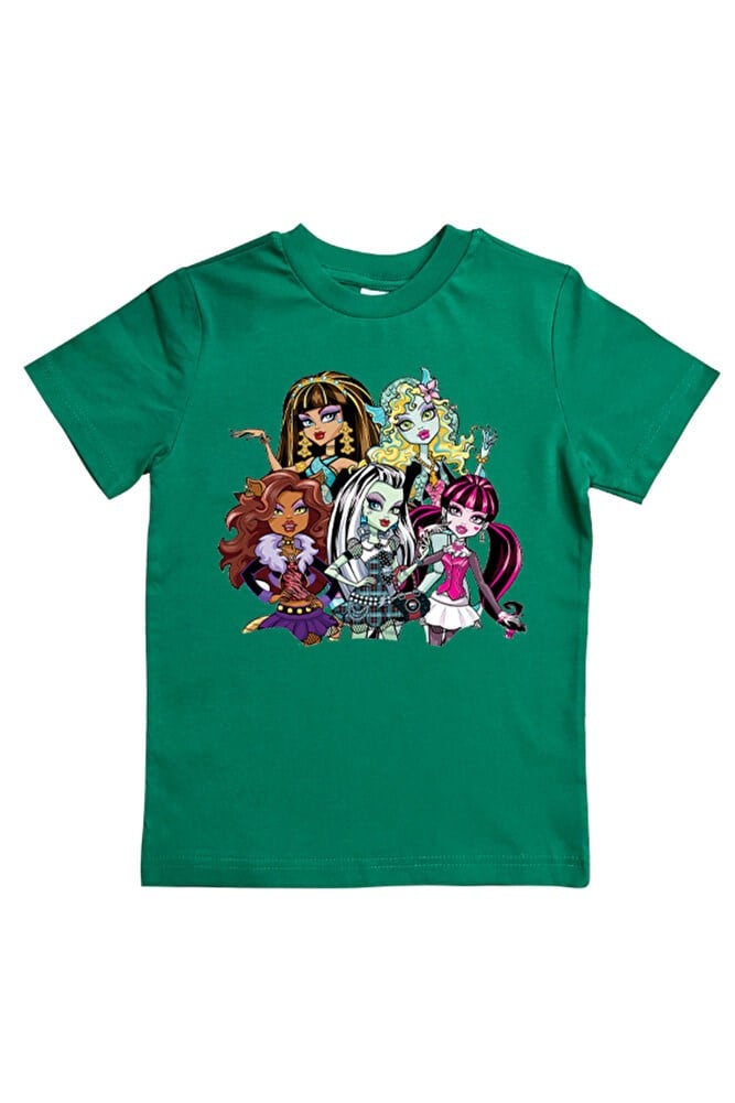 MONSTER HIGH baskılı pamuklu penye kumaş yazlık çocuk tişört