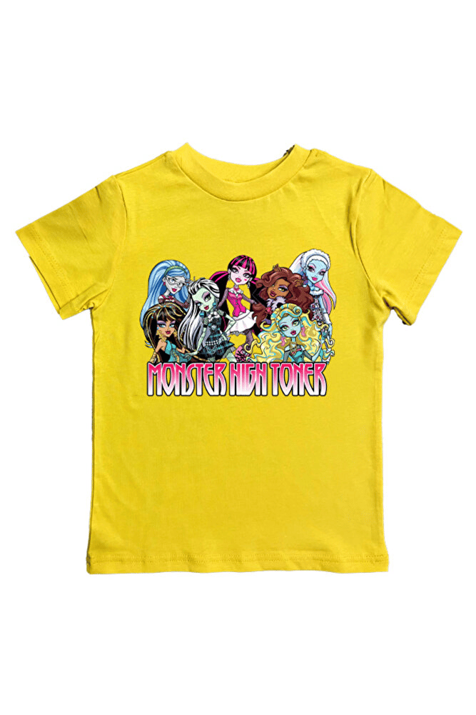 MONSTER HIGH baskılı pamuklu penye kumaş yazlık çocuk T-Shirt