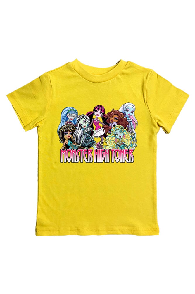 MONSTER HIGH baskılı pamuklu penye kumaş yazlık çocuk T-Shirt