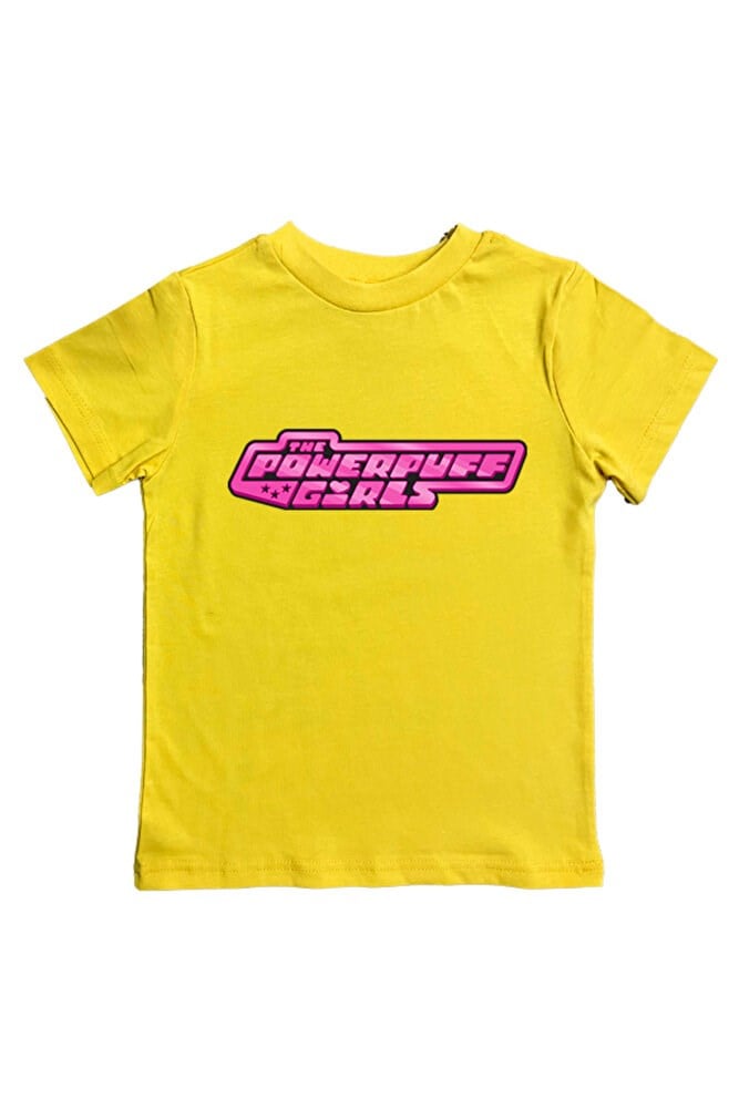 Power Full Girls Baskılı Pamuklu Penye Kumaş Yazlık Çocuk Tişört