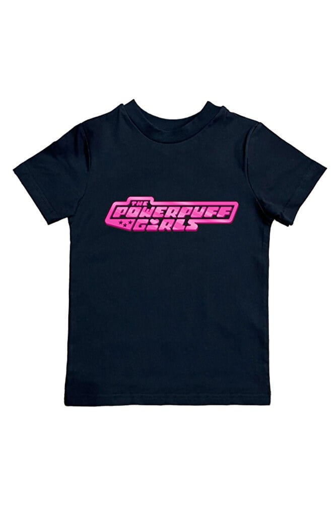 Power Full Girls Baskılı Pamuklu Penye Kumaş Yazlık Çocuk Tişört