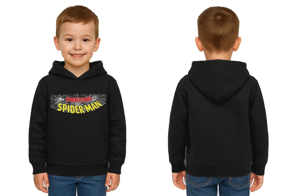 Spiderman baskılı örümcek adam kapüşonlu pamuklu kumaş çocuk sweatshirt