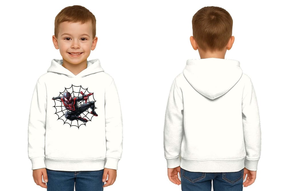 Spiderman baskılı örümcek adam kapüşonlu pamuklu kumaş çocuk sweatshirt