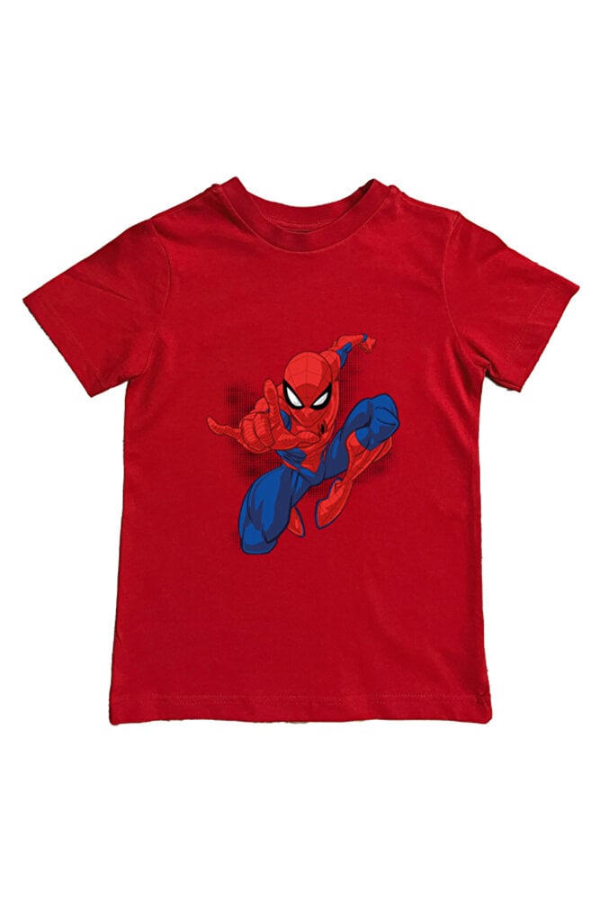 Spiderman baskılı örümcek adam pamuklu penye kumaş yazlık çocuk tişört