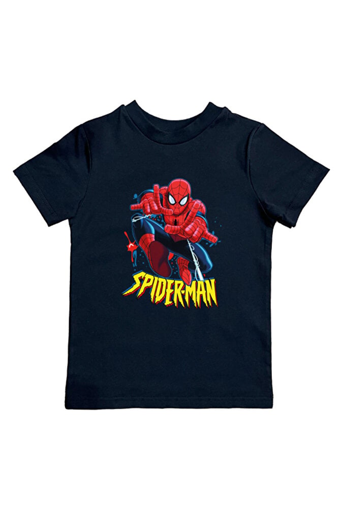 Spiderman baskılı örümcek adam pamuklu penye kumaş yazlık çocuk tişört