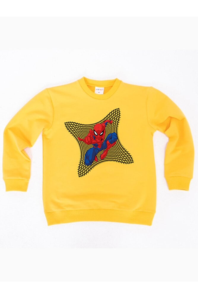 Spiderman baskılı örümcek adam pamuklu kumaş çocuk sweatshirt