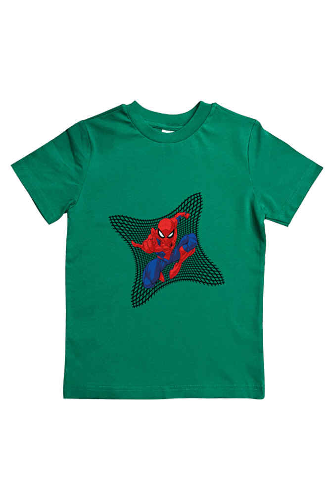 Spiderman baskılı örümcek adam pamuklu penye kumaş yazlık çocuk tişört