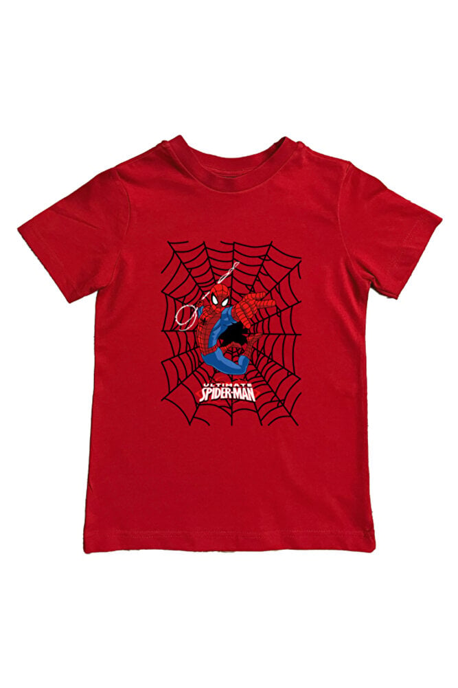 Spiderman baskılı örümcek adam pamuklu penye kumaş yazlık çocuk tişört