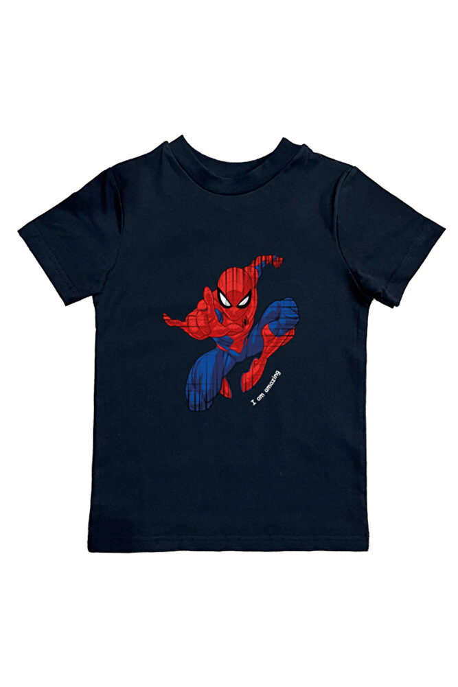 Spiderman baskılı örümcek adam pamuklu penye kumaş yazlık çocuk tişört