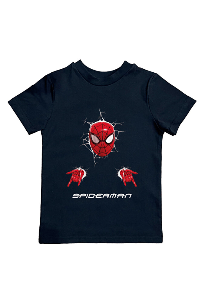 Spiderman baskılı örümcek adam pamuklu penye kumaş yazlık çocuk tişört
