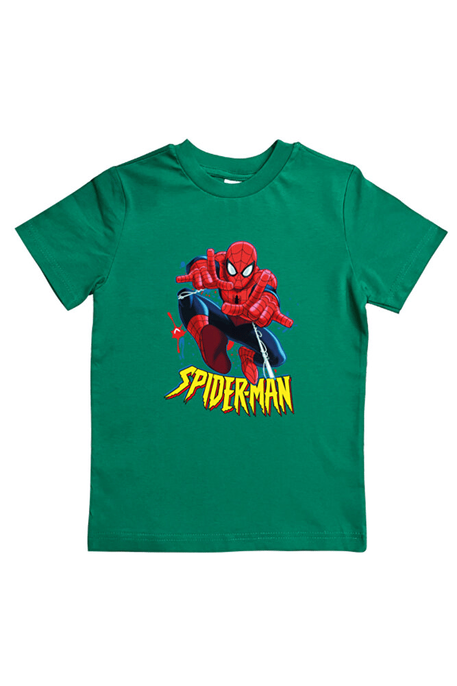 Spiderman baskılı örümcek adam pamuklu penye kumaş yazlık çocuk tişört