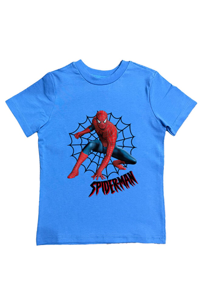 Spiderman baskılı örümcek adam pamuklu penye kumaş yazlık çocuk tişört
