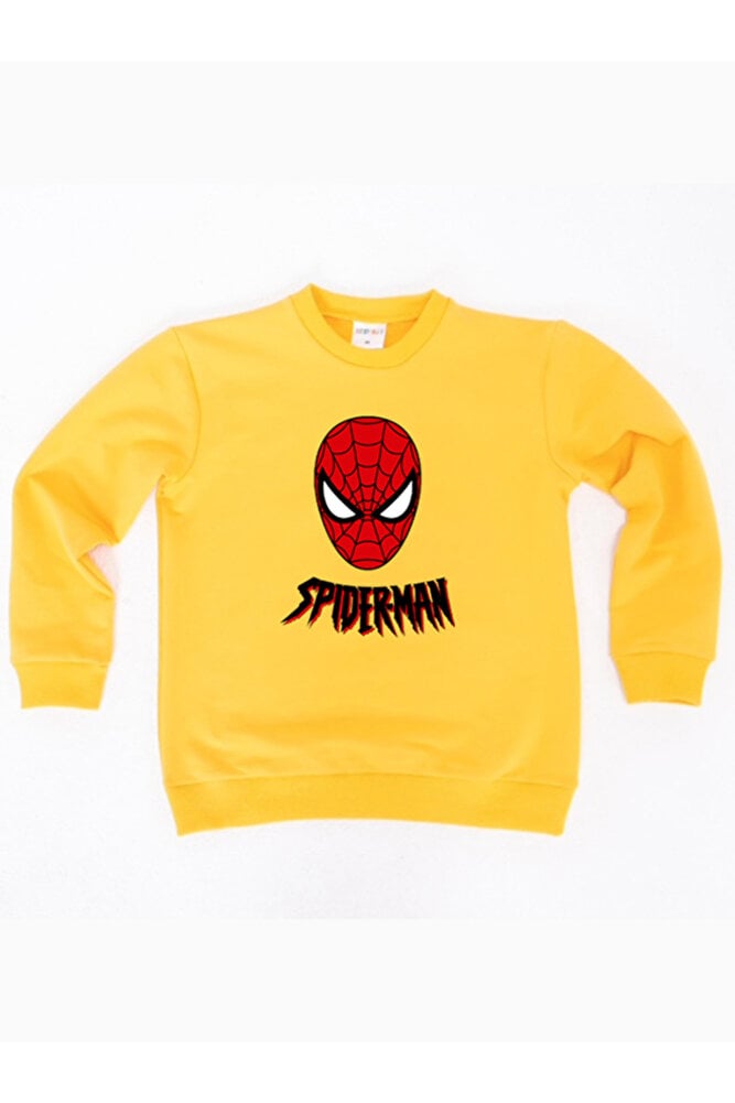 Spiderman baskılı örümcek adam pamuklu kumaş çocuk sweatshirt