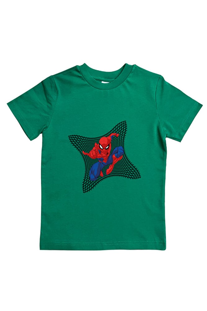 Spiderman baskılı örümcek adam pamuklu penye kumaş yazlık çocuk tişört