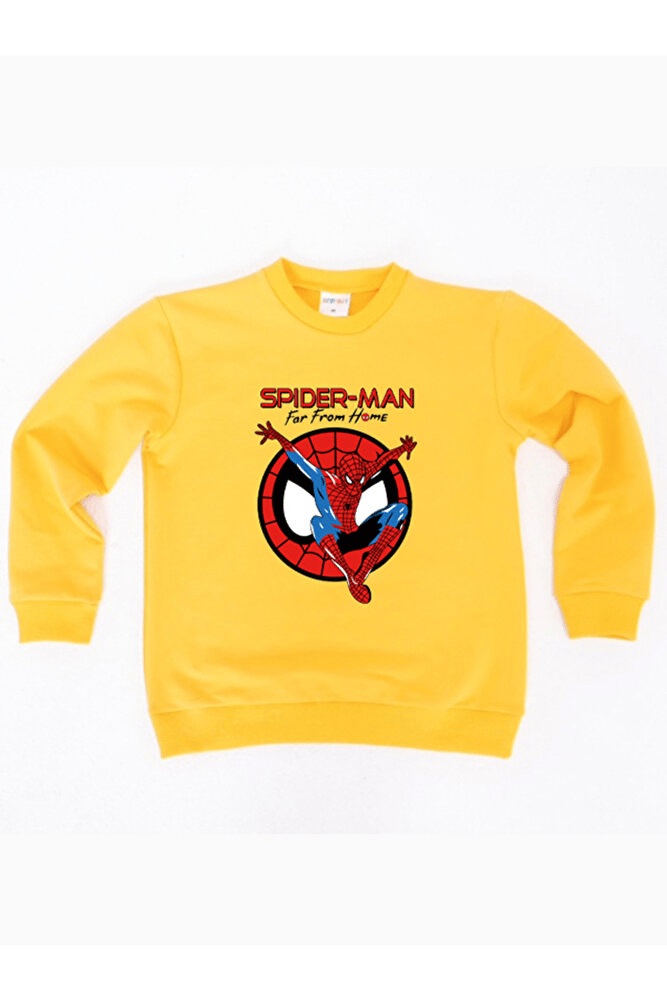 Spiderman baskılı örümcek adam pamuklu kumaş çocuk sweatshirt