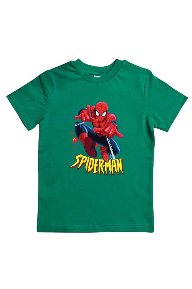Spiderman baskılı örümcek adam pamuklu penye kumaş yazlık çocuk tişört