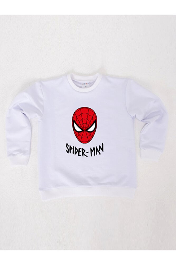 Spiderman baskılı örümcek adam pamuklu kumaş çocuk sweatshirt