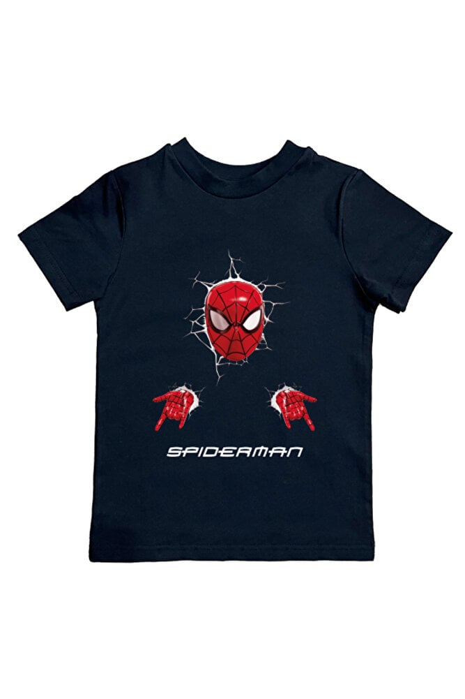 Spiderman baskılı örümcek adam pamuklu penye kumaş yazlık çocuk tişört