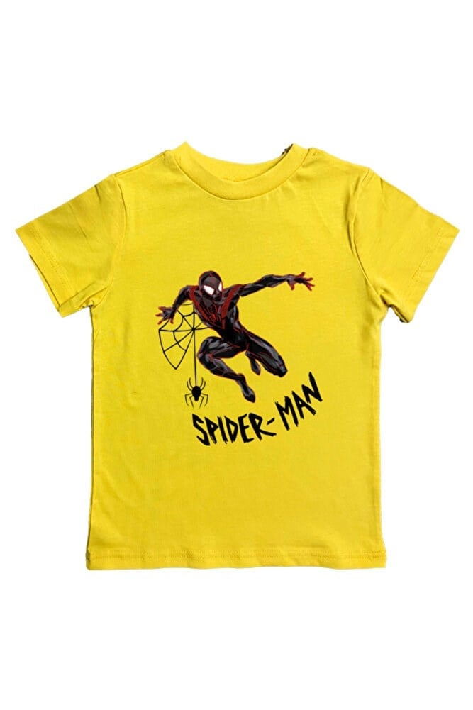 Spiderman baskılı örümcek adam pamuklu penye kumaş yazlık çocuk tişört