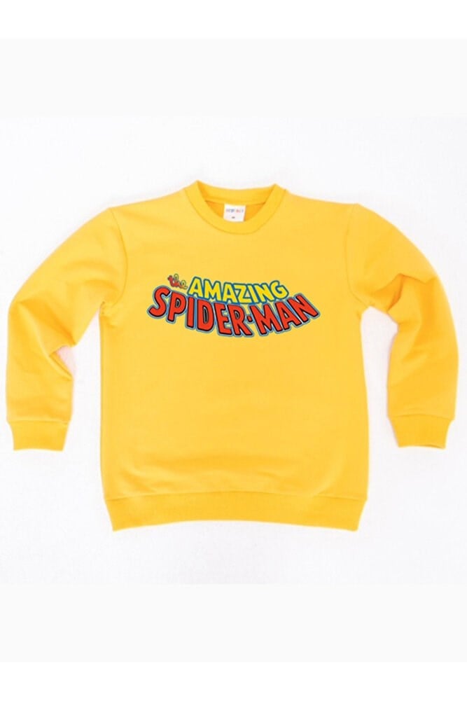 Spiderman baskılı örümcek adam pamuklu kumaş çocuk sweatshirt