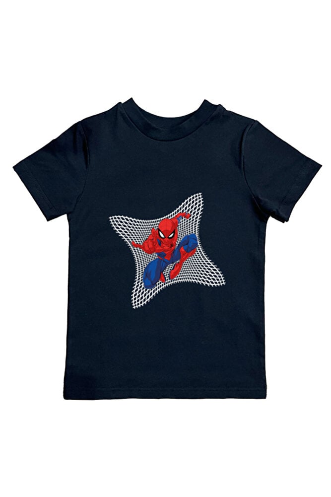 Spiderman baskılı örümcek adam pamuklu penye kumaş yazlık çocuk tişört