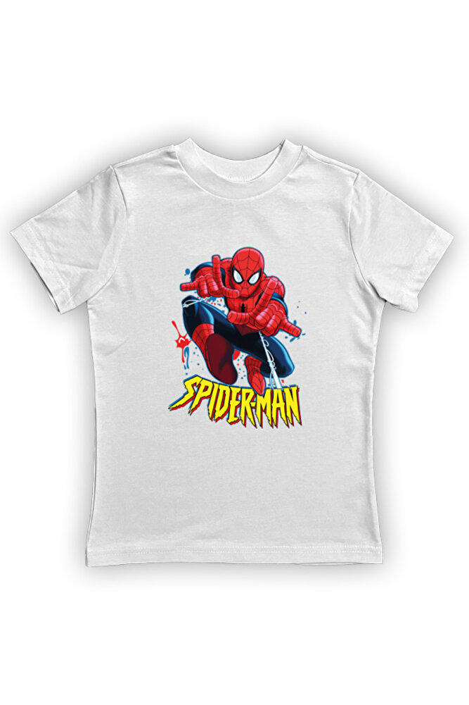 Spiderman baskılı örümcek adam pamuklu penye kumaş yazlık çocuk tişört