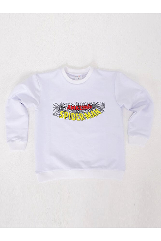 Spiderman baskılı örümcek adam pamuklu kumaş çocuk sweatshirt
