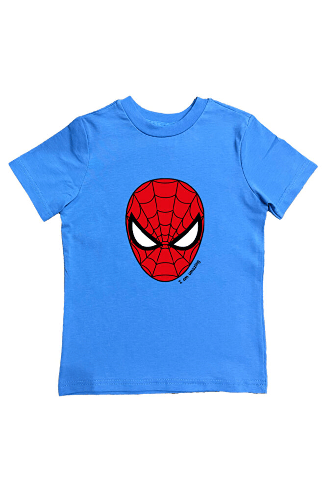 Spiderman baskılı örümcek adam pamuklu penye kumaş yazlık çocuk tişört